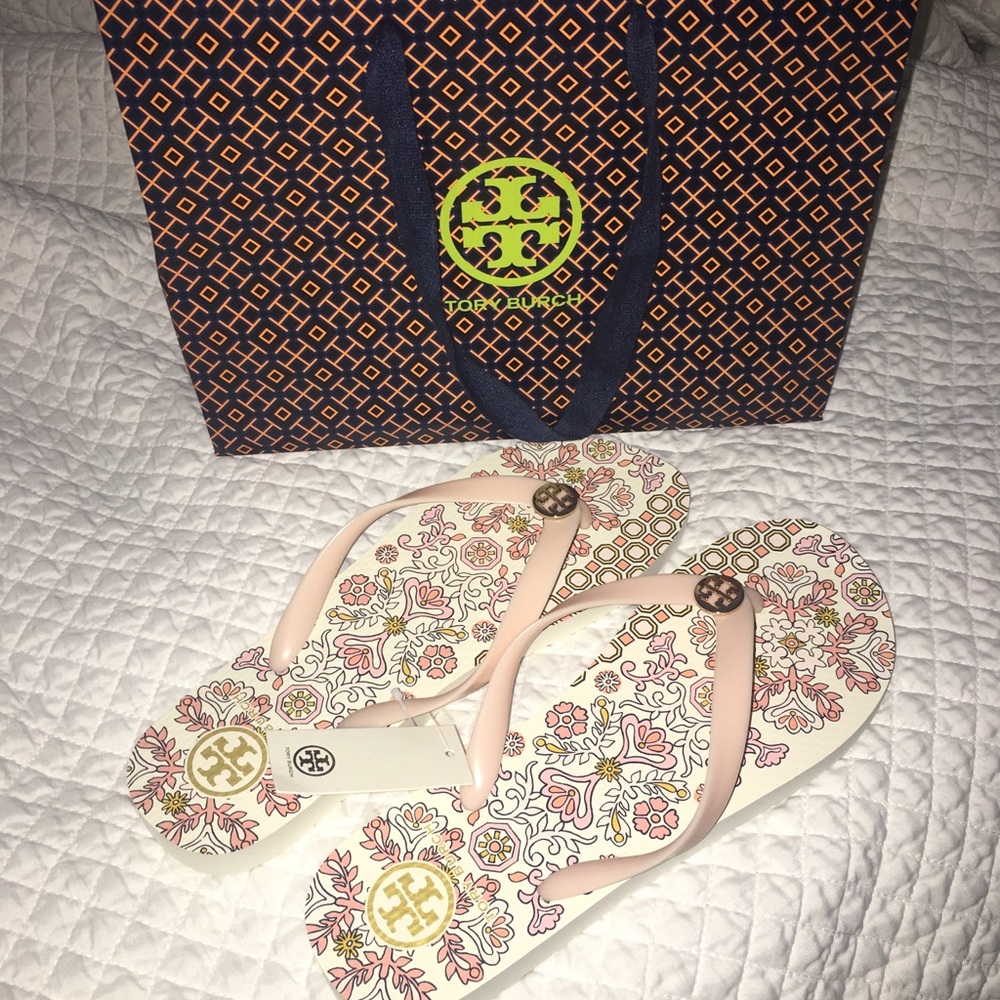 Tory Burch flip flops size 10 with bag NEW!